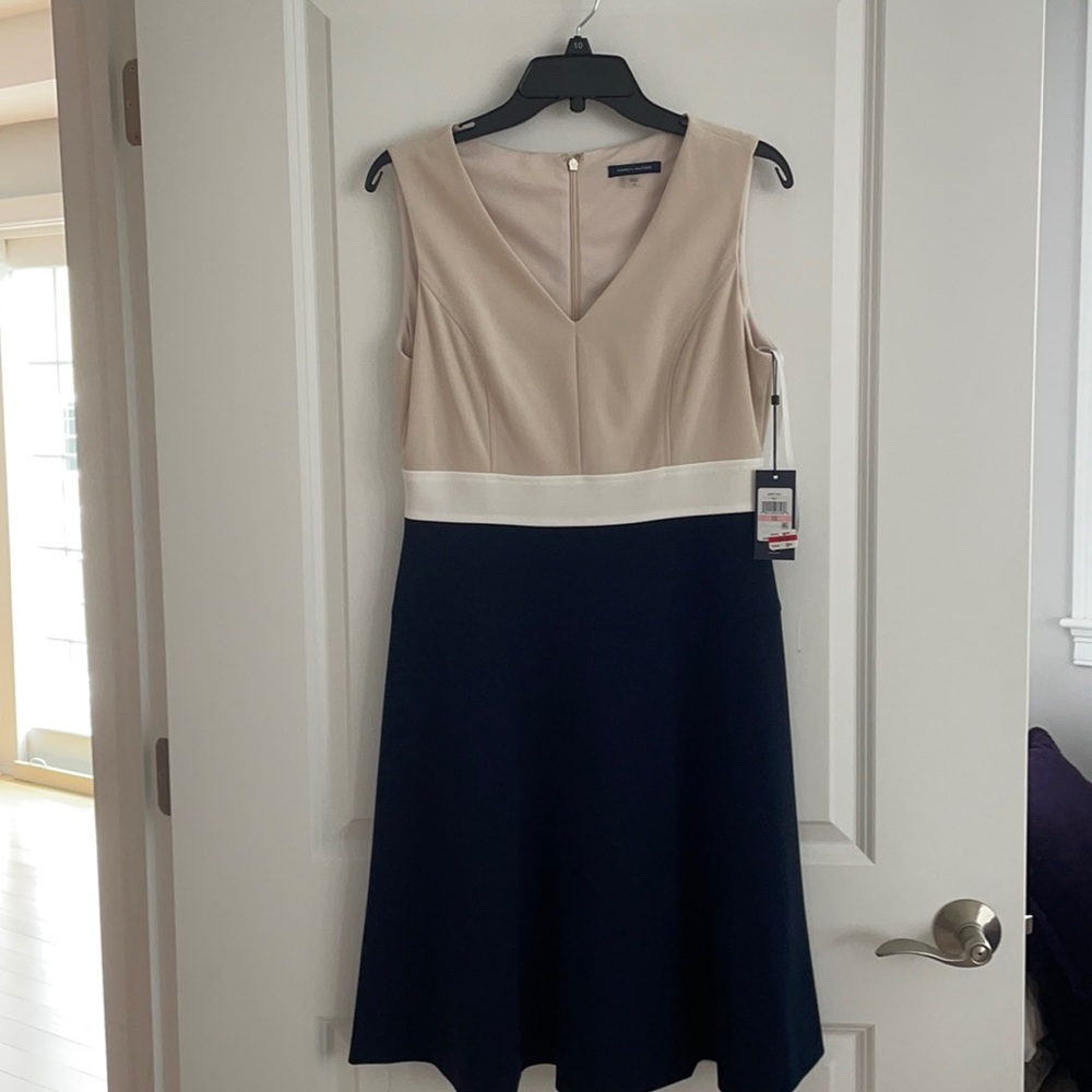 Tommy Hilfiger navy and tan dress